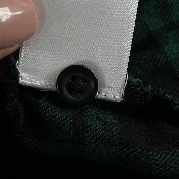 BEACHLUNCHLOUNGE Womens XS Blue Green Plaid Flannel Ruffle Sleeve Dress Pockets - Picture 14 of 14